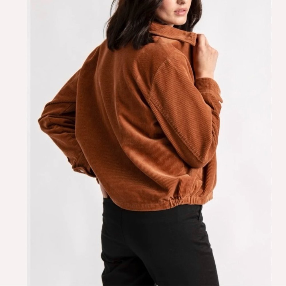 BDG Harrington Corduroy Zip-Up Jacket in Rust Brown Size S - Picture 1 of 7